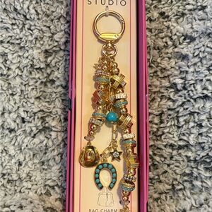 Studio Gold and Blue Western bag charm